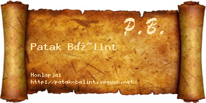 Patak Bálint névjegykártya