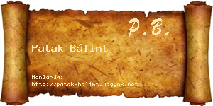 Patak Bálint névjegykártya
